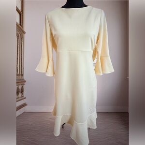 Betsey Johnson yellow cream  Bell Sleeve Dress